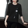 thumbnail image 1 of Femmes Casual Manches Longues Imprimé Col Rond Chemisier Dames T-Shirts, 1 of 3