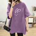 thumbnail image 2 of Women T-Shirt Casual Loose Solid Color Shirt with Crew Neck and Sleeved Drop, 2 of 4