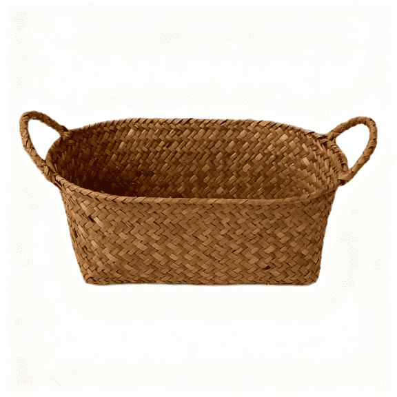 Mmeneyy Wicker Basket with Handles, Handwoven Multi-Purpose Storage Baskets for Bedside, Living Room, Kitchen and More
