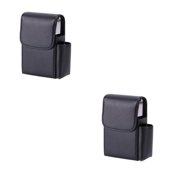 Wosthever Cómoda y práctica pitillera con tarjetero, tarjetero de visita, pitilleras Lychee negro lichi negro 2Conjunto