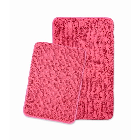 Juego de alfombras de baño Yeaban de felpilla rosa intenso, 2 piezas