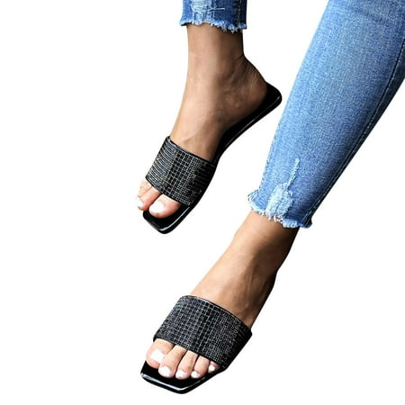 

Cathalem Walking Sandals for Women with Arch Support 7 1/2 Sandal Sandals Strap Pearl Flip-Flop Shoes Fashion Fashion Flat Summer Sandal Black 7
