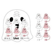 Cook With Color white and pink ghost halloween straw toppers