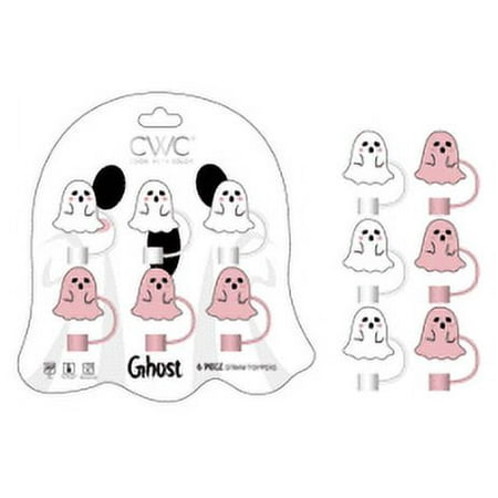 Cook With Color white and pink ghost halloween straw toppers
