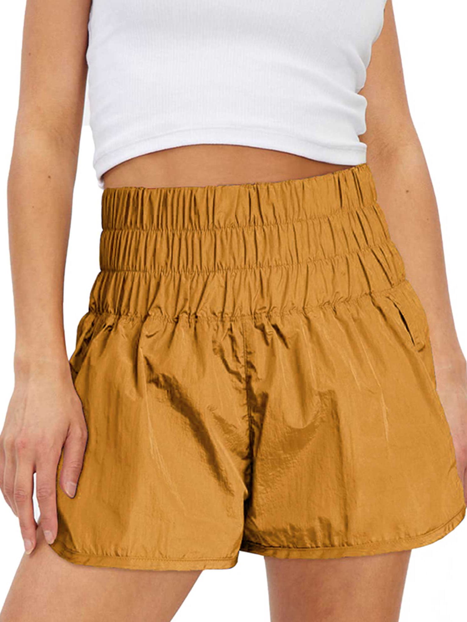 Uerlsty Women Sport Hot Pants High Wasit Elastic Running Gym Yoga