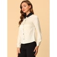 thumbnail image 4 of INSPIRE CHIC Chemise Basique à Col Rabattu Double Contraste en Satin pour Femmes, 4 of 6
