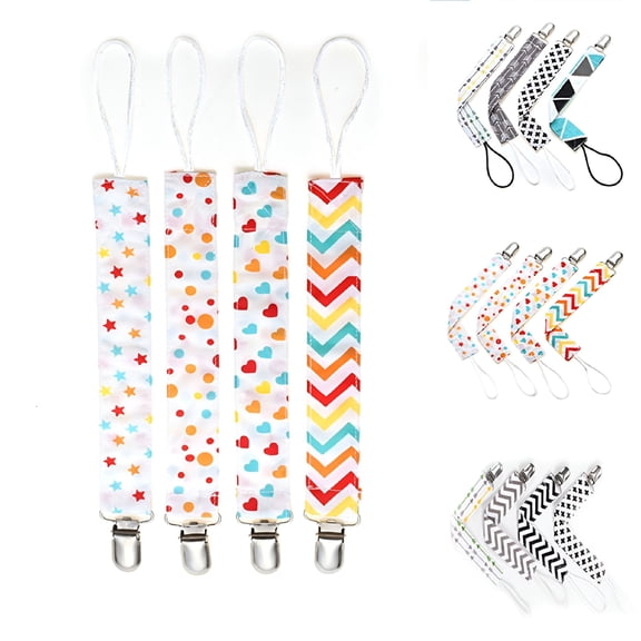 XIRQI 4Packs Pacifier Clip Set Fits Most Paci Brands for Girls or Boys