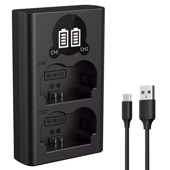 Dual Battery Charger for Fujifilm Cameras - USB Powered, Fast Charging, Intuitive Power Indicator