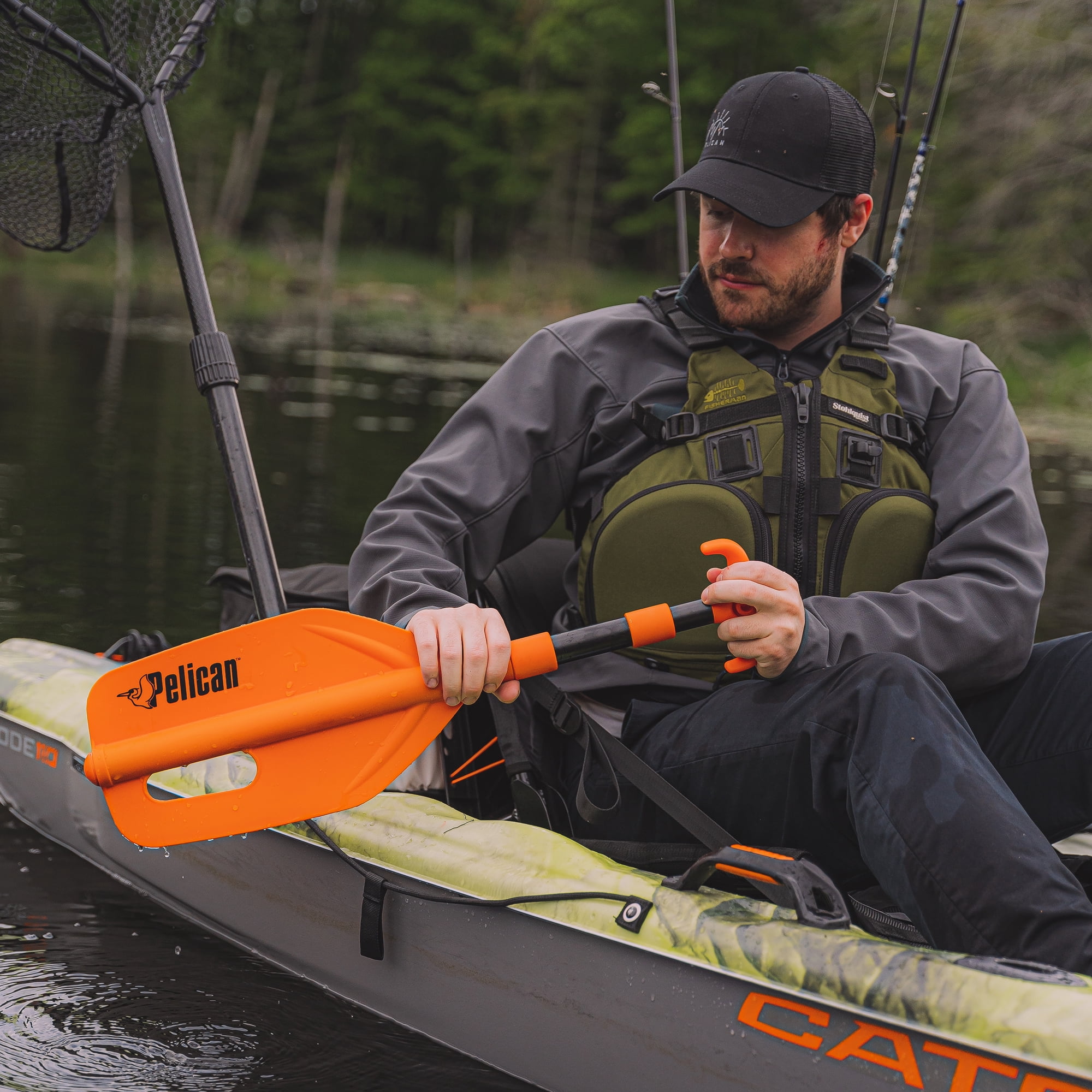 Pelican - Telescoping Universal Emergency Paddle - Polypropylene Blade & Aluminum Shaft - Orange
