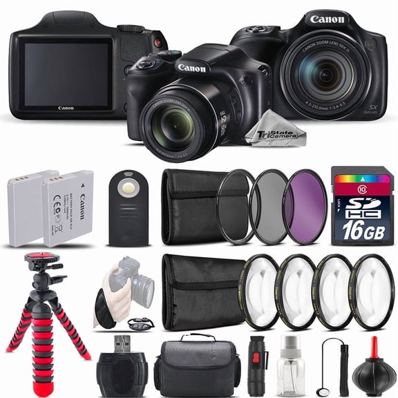 Canon PowerShot SX540 HS Digital Camera   2 x Tripod    EXT BAT   Filter - 16GB (International Version)