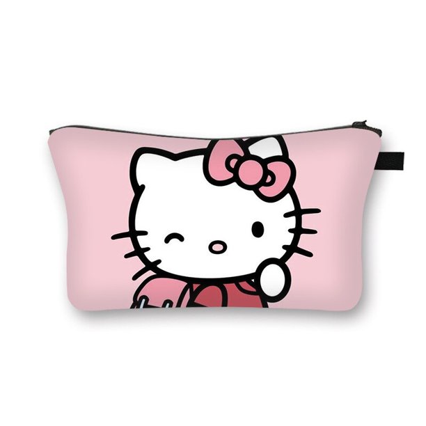 Sanrio-bolsas de cosméticos de Hello Kitty para mujer, neceser Kawaii de viaje para artículos de tocador, bolsas de maquillaje, bolsas de almacenamiento portátiles impermeables para mujer, estuche par Fivean unisex