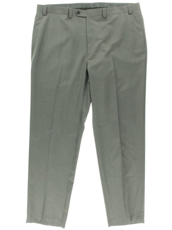 RL Mens Neat Flat Front Dress Pants Gray Solid 38 x 30