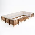 thumbnail image 2 of Frankie Outdoor 12 Piece Acacia Wood U-Shaped Sectional Sofa Set with Coffee Tables and Cushions, Teak, Beige, 2 of 10