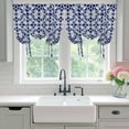 thumbnail image 5 of Tie Up Curtains for Windows Navy Blue Floral Stripes Valance Adjustable Balloon Curtain Geometric Morocco Art Tie Up Shades for Kitchen Living Room Bedroom Privacy Curtain Drape 34x45 Inch, 5 of 9