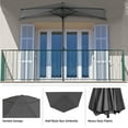 thumbnail image 4 of Pure Garden 9ft Half Umbrella for Balcony, Porch, or Deck, Gray, 4 of 9