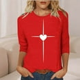 thumbnail image 5 of Vetsdori Womens Plus Size T-Shirts Gifts for Her 3/4 Sleeve Pullover Valentines Heart Print Cute Graphic,Fashion Tops for Junior Trendy, 5 of 6