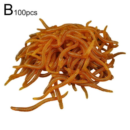 YUEYAN 50100Pcs Silicone Red Worm Soft Lures Earthworm Rubber Baits Shrimp Bass V4B