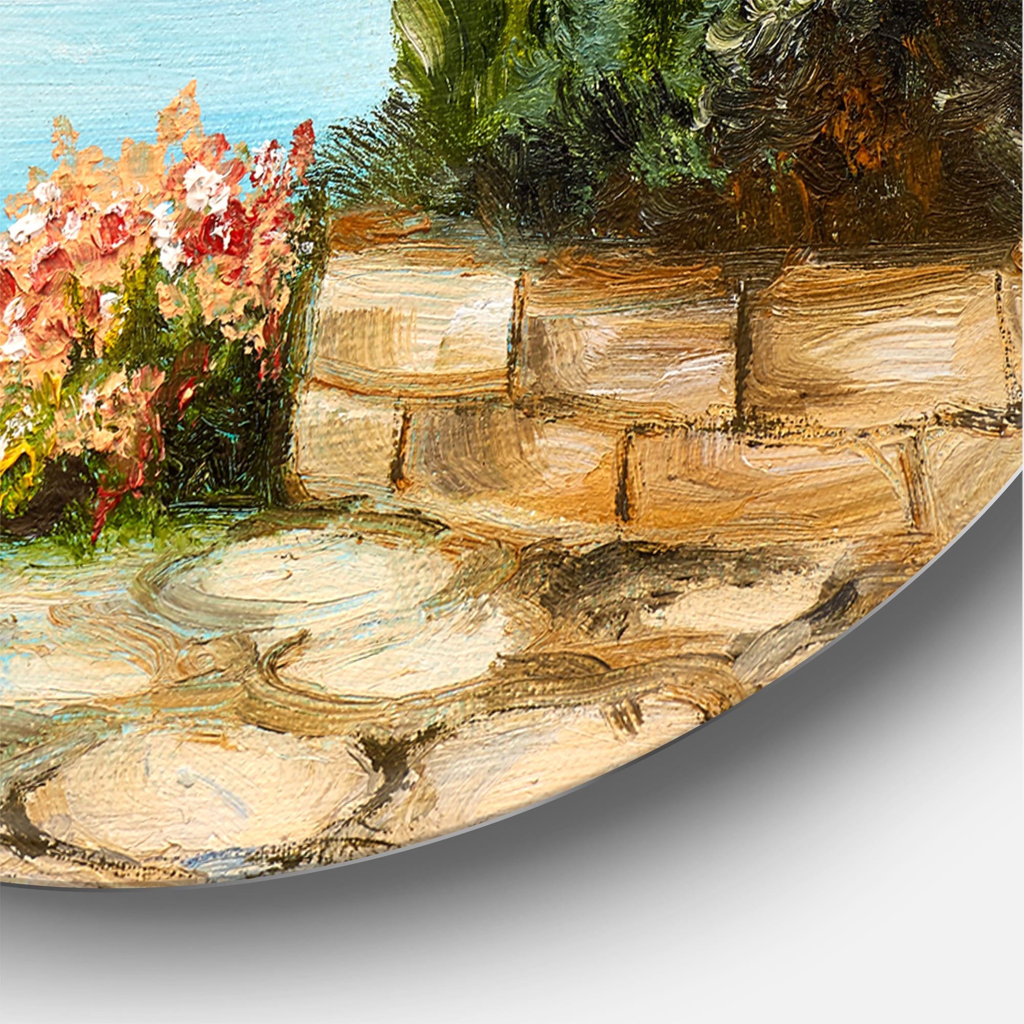 Beautiful Mountains View By The Sea Side 11 in x 11 in Painting Art Prints, by Designart