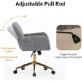 thumbnail image 6 of Faux Fur Makeup Vanity Chair, Comfy Fuzzy Home Office Desk Chair with Wheels & Gold Base, Upholstered Adjustable Swivel Office Chair for Teens Girls Women Home Office, Grey, 6 of 7