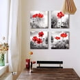thumbnail image 4 of 4pcs Modern Salon Theme Black and White Plant The red flower Flower Abstract Painting Still Life Canvas Wall Art for Home Decor Flower Canvas Print Wall Art Painting For Living Room Decor, 4 of 5
