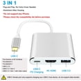 thumbnail image 4 of USB C to HDMI Adapter 3 in 1 Type C Adapter Multiport AV Converter 4K USB 3.0 Type C to HDMI with USB-C Charging Port Compatible with MacBook Pro/MacBook Air (Silver), 4 of 10