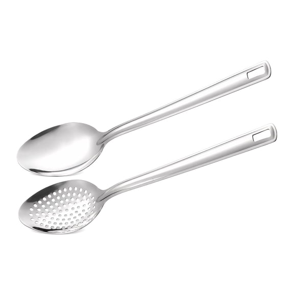 IFRINID Stainless Steel Cooking Spoon Set, Slotted Skimmer Spoon and Pointed Serving Spoon for Cooking, Frying and Food Preparation
