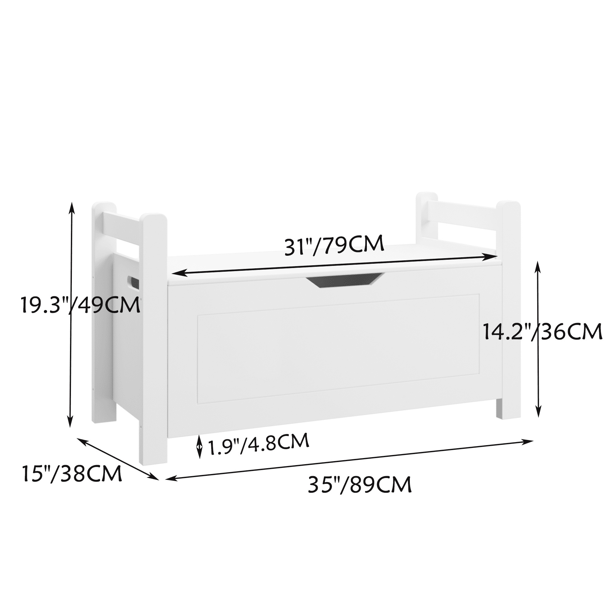 Toy Box for Girls & Boys, Wooden Toy Storage Chest for Kids 150 lbs, Porch Entryway Storage Trunk for Toy Clothes Bedroom Living Room, White