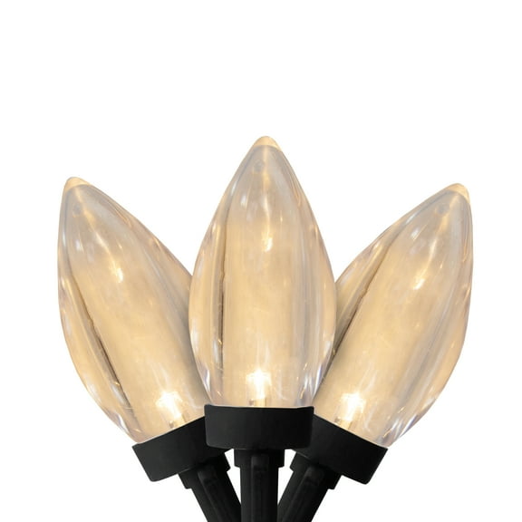 25 Count Warm White LED C9 Christmas Lights, 16 ft Black Wire