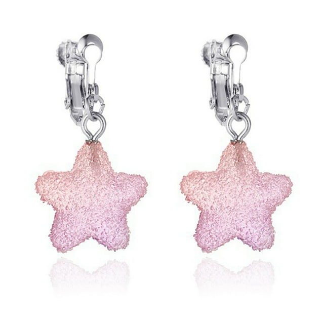Star Dangle Earrings Creative Five-pointed Star Drop Earrings Clip on Earrings