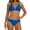 #02 Blue 【Mix & Match Your Daily Essentials】, variant on Women's Summer Two Piece Bikini Set Swimsuits Bathing Suits, Halter Triangle Top & High Waisted Bottom, Solid Color Swimwear for Beach Vacation Pool Party | Aestivo,Blue L