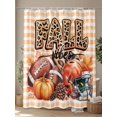 thumbnail image 4 of Fsddascl Rugby Pumpkin Fall Shower Curtain Set - Long 72" x 84" Washable Bathtub Curtain with 12 Hooks, Thanksgiving Botanical Plaid Leaves Waterproof Fabric Stall Shower Curtains for Bathroom, 4 of 6