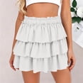 thumbnail image 2 of Lmueinov Women's 3 Layer Ruffle Tiered Elastic Waist Mini Skirt, 100% Cotton Cute Casual Skirt for Daily Vacation Wear S-2XL, 2 of 6