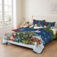 thumbnail image 2 of Quilts King Size Bedding Set, Navy Blue Gnomes Christmas Lightweight Quilted Comforter, Xmas Tree Elk Snowflake Balls Soft Reversible Bedspread Coverlet with Pillow Covers for All Season, 96" x 106", 2 of 9