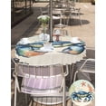 thumbnail image 5 of Fsddascl Blue Coastal Crab Outdoor Tablecloth - 60 Inch Round Dining Table Cover, Nautical Beach Coral Starfish Waterproof Outdoor Table Cloth with Umbrella Hole & Zipper for Picnic/Patio/Party, 5 of 7