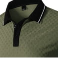 thumbnail image 2 of Ceisia Men's Polo Shirt | Slim Fit Short Sleeve Checkered Embossed Polo | Stretch Breathable Contrast Trim (Multiple Colors) Gift, 2 of 3