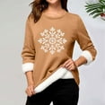 thumbnail image 4 of Women's Festive Snowflake Print Pullover Crew Neck Thermal Winter Sweater Cozy Wear, 4 of 5