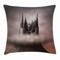 thumbnail image 1 of Fantasy Throw Pillow Cushion Cover, Abandoned Ancient Castle on a Mountain Top Surrounded with Stormy Clouds, Decorative Square Accent Pillow Case, 18 X 18 Inches, Grey Brown Pale Coral, by Ambesonne, 1 of 2