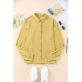 thumbnail image 1 of POGLIP Women's Khaki Waffle Knit Pocketed Button Up Shirt, 1 of 6