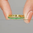 thumbnail image 3 of Princess Cut Emerald Half Eternity Band, Channel Set Emerald Stackable Ring, 925 Starling Silver Emerald Wedding Band, May Birthstone Ring, Bar Design Ring, Anniversary Gift, 3 of 5