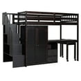 thumbnail image 6 of Harper & Bright Designs Twin Size Loft Bed with Stairs and Wardrobe, Wood Twin Storage Bed with Desk & Bookshelf for Boys Girls, Espresso, 6 of 18