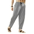 thumbnail image 3 of Mrrootc Mens Casual Elastic Waist Drawstring Cotton Linen Pants, 3 of 4