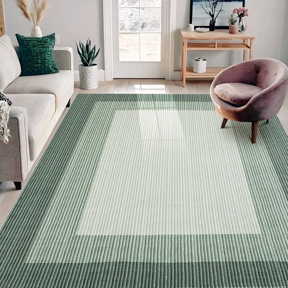 10x13ft Washable Geometric Living Room Area Rug, Green