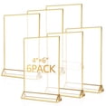 thumbnail image 1 of Vensio -6 Pack Vertical Acrylic Sign Holders 4x6 Inch with Gold Border, Elegant Table Number Stands for Weddings and Banquets, Clear Menu and Flyer Display Frames, 1 of 9