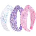 thumbnail image 1 of wonima44 Sequin Headbands for Girls, Knotted Kids Headbands, White Pink Purple Sparkly Hair Band Girl Hair Accessories, 1 of 1
