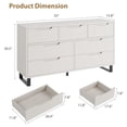 thumbnail image 2 of Commode à 7 Tiroirs pour Chambre, Commode de 55 Pouces de Large, Tiroir Horizontal Autoportant avec Rangement, Coffre de Garde-Robe en Bois pour Salon, Couloir, Entrée, Blanc, 2 of 7
