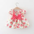 thumbnail image 2 of Jamsmile Baby Girls Dress Summer Cute Short Sleeve Flowers Print bowknot Casual Dress girls Tie Back Knot Beach Sundress, 2 of 5