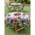 thumbnail image 4 of Outdoor Tablecloth with Umbrella Hole for Patio/Picnic/Party/Camping, 4th of July Waterproof Table Cloth Round Cover Washable, Independence Day Patriotic Flowers Dogs Grey (Dia 60"), 4 of 9