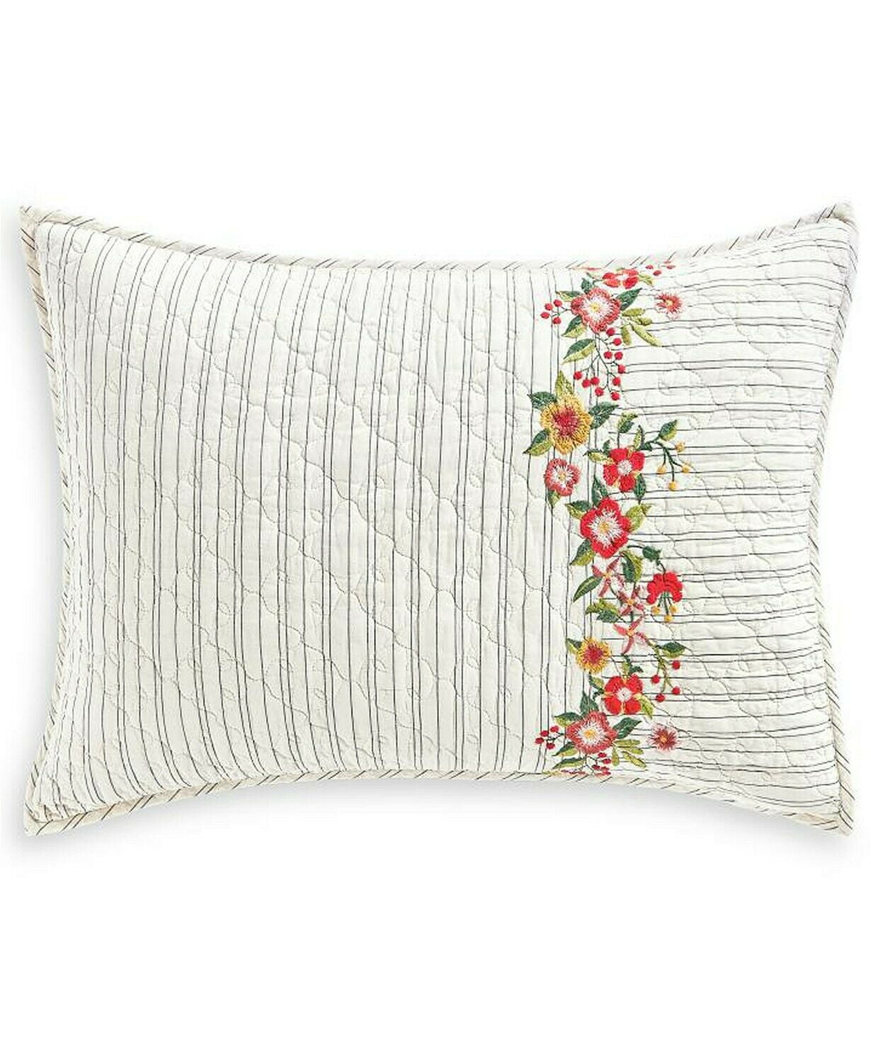 Martha Stewart Collection VALENCIA EYELET Standard Quilted Pillow Sham Floral 
