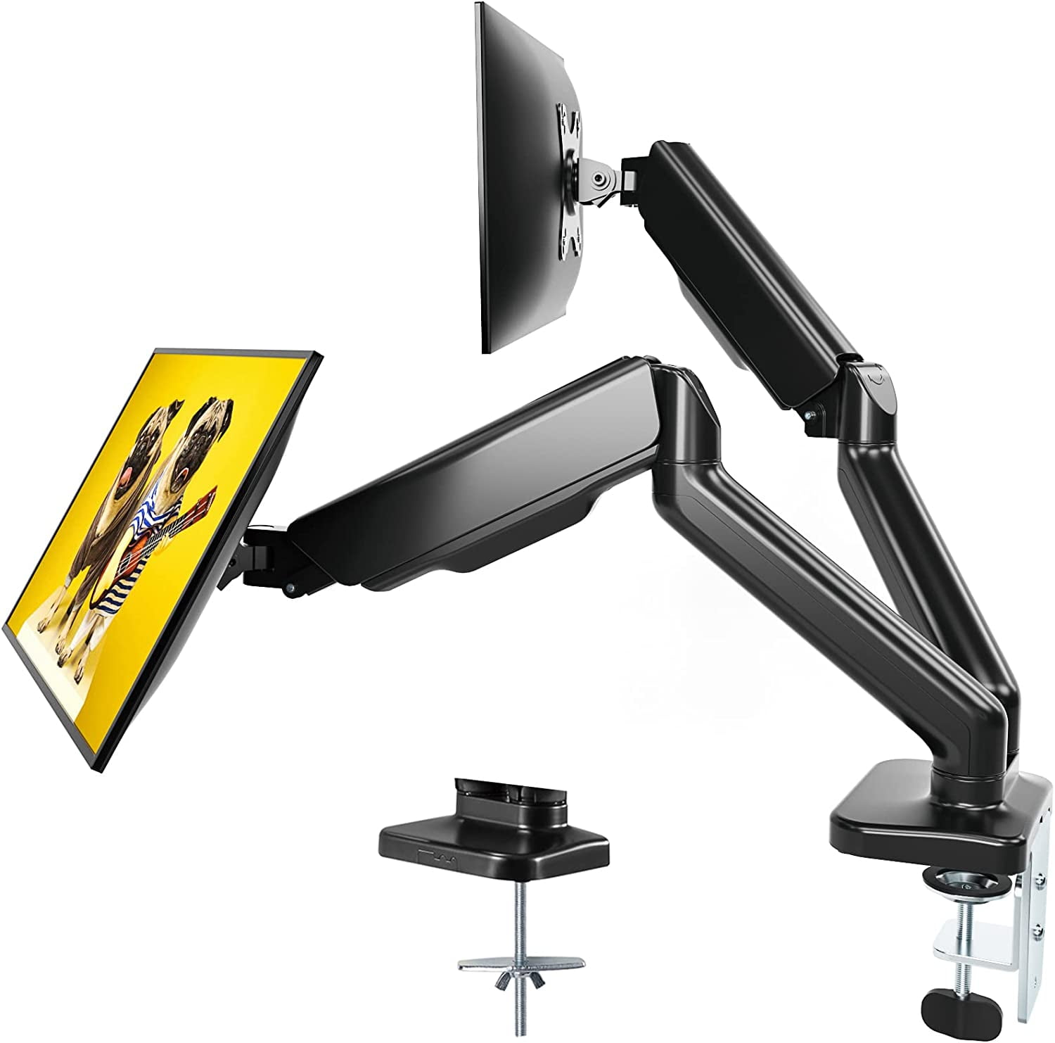Dual Monitor Stand, Full Motion Gas Spring Dual Monitor Desk Mount Two 1732" Double Monitor Arm