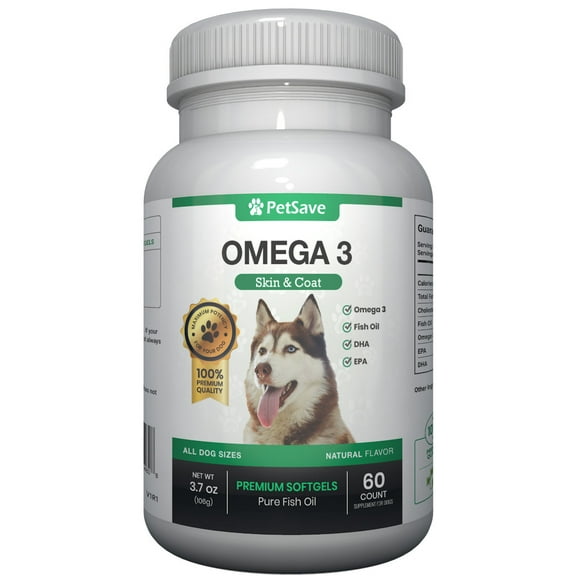 PetSave dog and puppy soft chews x60 with Omega skin, coat, eyes and brain support